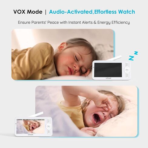 ieGeek Baby Monitor with Camera and Audio, 5" Large HD Display(No WiFi) & 1080P Camera & Free Smart App(WiFi), Upgraded Night Vision/PTZ/2-Way Audio/Auto Tracking Detection Notification and Alert in Saudi Arabia