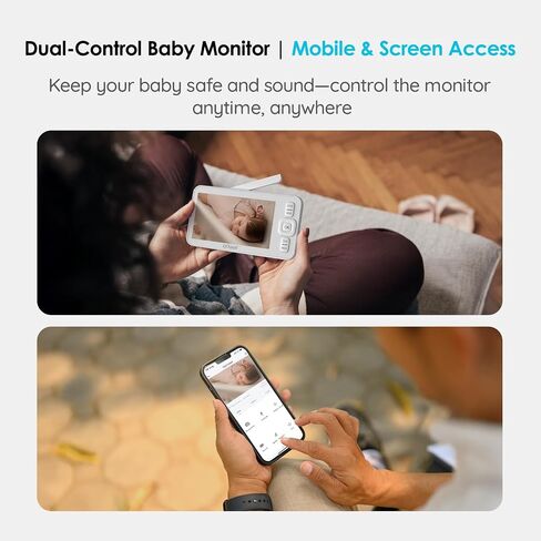 ieGeek Baby Monitor with Camera and Audio, 5" Large HD Display(No WiFi) & 1080P Camera & Free Smart App(WiFi), Upgraded Night Vision/PTZ/2-Way Audio/Auto Tracking Detection Notification and Alert in Saudi Arabia