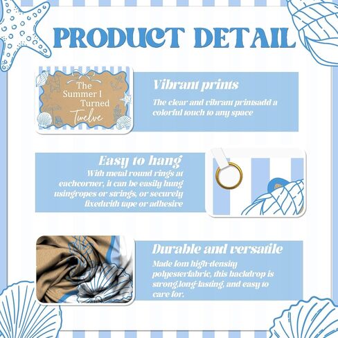 The Summer I Turned Twelve Backdrop - Teen Boys Teen Girls 12th Birthday Decor, The Summer I Turned 12 Banner, Summer Beach 12th Birthday Party Decorations 5 * 3ft in Saudi Arabia