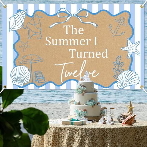 The Summer I Turned Twelve Backdrop - Teen Boys Teen Girls 12th Birthday Decor, The Summer I Turned 12 Banner, Summer Beach 12th Birthday Party Decorations 5 * 3ft in Saudi Arabia