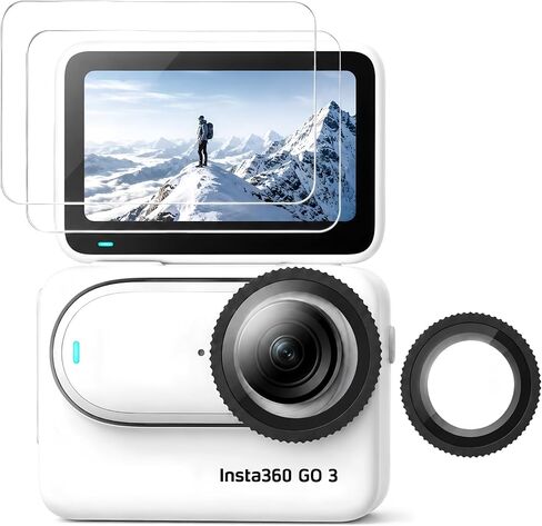 Custom Fit for Insta360 GO3/Insta 360 GO 3 Camera Screen Protector and Lens Guard – [2Pcs]+[1Pcs] 9H Hardness Tempered Glass , Full-Screen Edge-to-Edge, Crystal Clear, Bubble-Free, Anti-Scratch in Kuwait