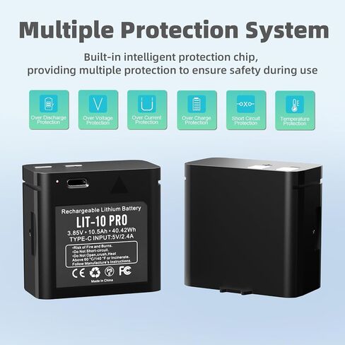 10500mAh Rechargeable LIT-10 Battery | Compatible with Cellular Trail Cameras Link-Micro, Cell-Link, LM2, Link-Micro-S-LTE, 3.85V, for Hunting, with Type-C Cable in Kuwait