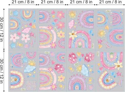 DIY Pink Cartoon Rainbows Flowers Clouds Wall Stickers Self Adhesive Wall Decals for Girls' Room Bedroom Living Room in Saudi Arabia