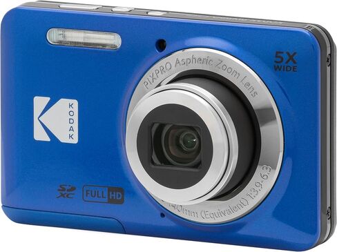 Kodak PIXPRO FZ55 Blue 16MP Digital Camera 5X Optical Zoom 28mm Wide Angle 1080P Full HD Video 2.7" LCD Camera + 64GB Card and Reader + Memory Wallet in Kuwait