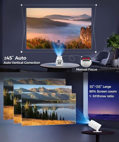 Magcubic Mini Projector with WiFi and Bluetooth, 4K Support Smart Portable Projector, Small Proyector with 200ANSl & AutoKeystone, 180° Rotation HY300Pro Video Proyector for Bedroom, Movie, Outdoor in Saudi Arabia