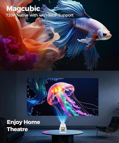 Magcubic Mini Projector with WiFi and Bluetooth, 4K Support Smart Portable Projector, Small Proyector with 200ANSl & AutoKeystone, 180° Rotation HY300Pro Video Proyector for Bedroom, Movie, Outdoor in Saudi Arabia