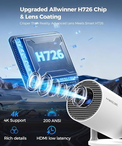 Magcubic Mini Projector with WiFi and Bluetooth, 4K Support Smart Portable Projector, Small Proyector with 200ANSl & AutoKeystone, 180° Rotation HY300Pro Video Proyector for Bedroom, Movie, Outdoor in Saudi Arabia
