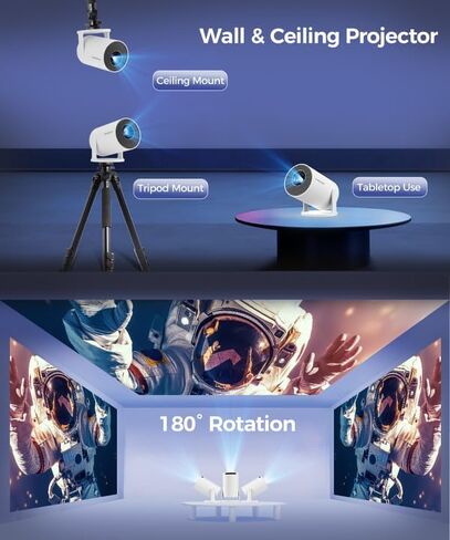 Magcubic Mini Projector with WiFi and Bluetooth, 4K Support Smart Portable Projector, Small Proyector with 200ANSl & AutoKeystone, 180° Rotation HY300Pro Video Proyector for Bedroom, Movie, Outdoor in Saudi Arabia
