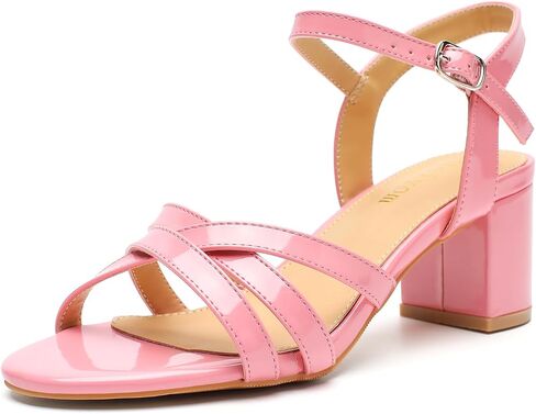 Heiyom Womens Open Toe Chunky Heels Sandals Ankle Strap Low Block Heeled 2 inch Comfortable Work Party Bride Dress Shoes in Saudi Arabia