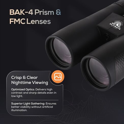 Ultimate Outdoors 12x50 HD Binoculars for Adults – Powerful Waterproof Binoculars with Phone Adapter & Tripod Mount | BaK-4 Prism for Bird Watching, Hunting, Stargazing, Travel & Cruise in Saudi Arabia