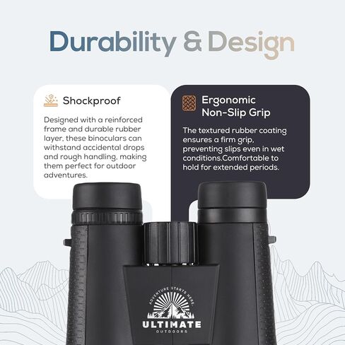 Ultimate Outdoors 12x50 HD Binoculars for Adults – Powerful Waterproof Binoculars with Phone Adapter & Tripod Mount | BaK-4 Prism for Bird Watching, Hunting, Stargazing, Travel & Cruise in Saudi Arabia
