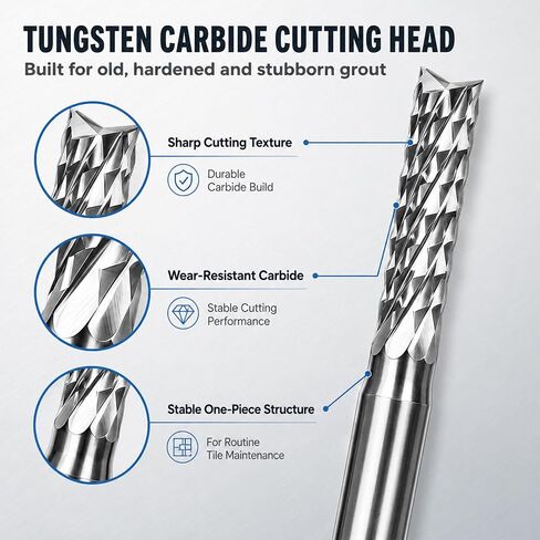 Grout Removal Bit Tool Set - Bryxium 6 Pack Tungsten Carbide Drill bits 1/8" 3/32" 1/16" Tile Grout Remover Tools for Bathroom Kitchen wall and Floor Tiles Trimming in Kuwait