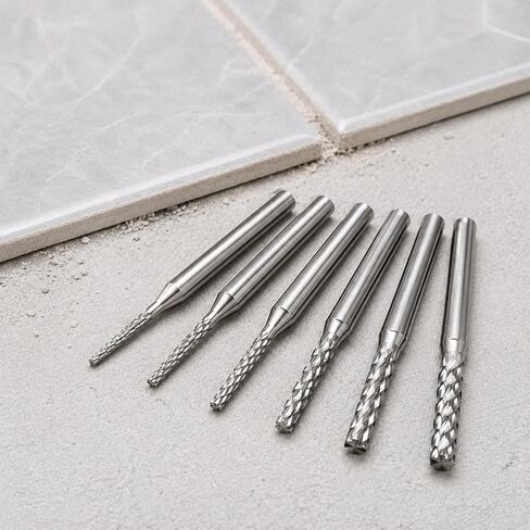 Grout Removal Bit Tool Set - Bryxium 6 Pack Tungsten Carbide Drill bits 1/8" 3/32" 1/16" Tile Grout Remover Tools for Bathroom Kitchen wall and Floor Tiles Trimming in Kuwait