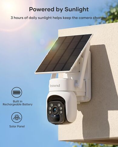 firstrend Solar Security Cameras Outdoor, 360° Auto Tracking | Two Way Audio, 2K Color Night Vision, Solar Powered, IP65 in Saudi Arabia