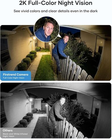 firstrend Solar Security Cameras Outdoor, 360° Auto Tracking | Two Way Audio, 2K Color Night Vision, Solar Powered, IP65 in Saudi Arabia