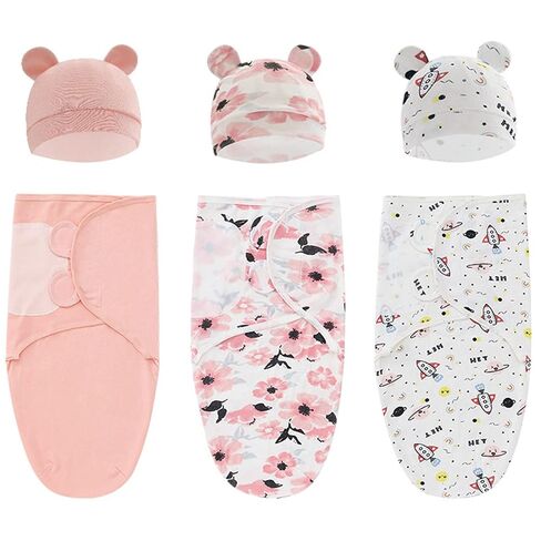 3-Pack Organic Baby Swaddle Sleep Sacks - born Sack Ergonomic Swaddles 0-3 Months Blanket Wrap (Pink),G01 in Kuwait