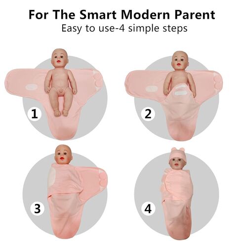 3-Pack Organic Baby Swaddle Sleep Sacks - born Sack Ergonomic Swaddles 0-3 Months Blanket Wrap (Pink),G01 in Kuwait