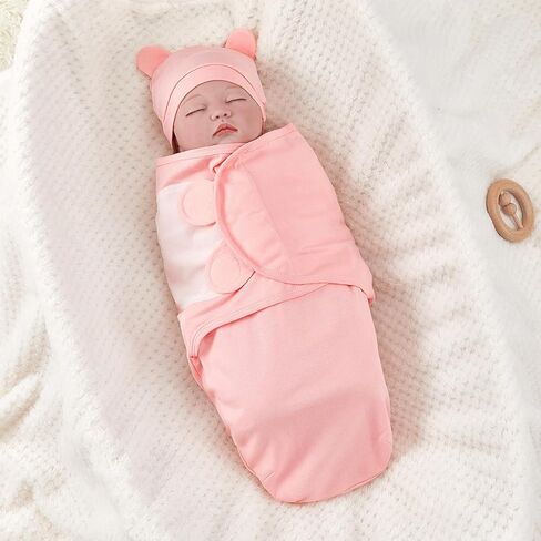 3-Pack Organic Baby Swaddle Sleep Sacks - born Sack Ergonomic Swaddles 0-3 Months Blanket Wrap (Pink),G01 in Kuwait