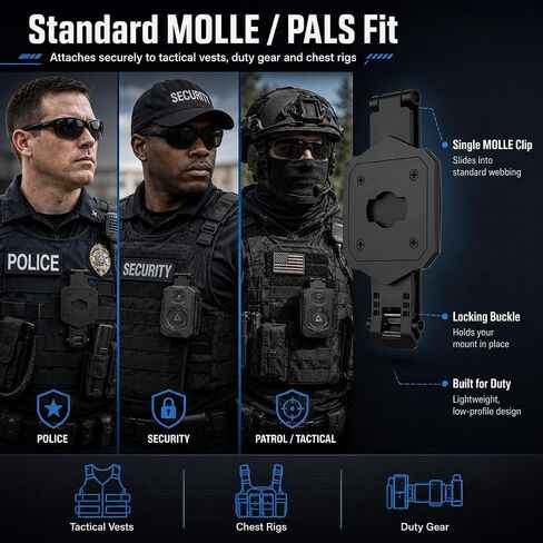 Axon Body Camera Mount for Body 2/3/4, MOLLE Quick-Release Clip | Quick-Release Body Camera Holder for MOLLE/PALS Webbing, Low-Profile Vest Clip for Police, Security and Patrol Duty(Single) in Saudi Arabia