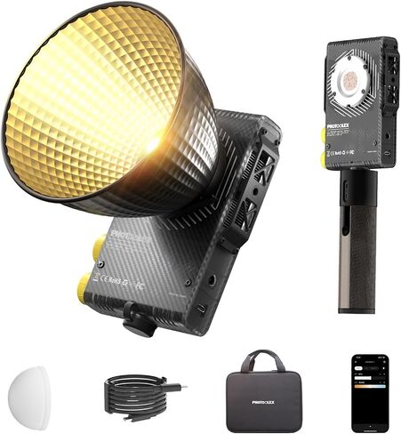 PHOTOOLEX 100W LED Video Light w 72WH Power Grip,Bi-Color Photography Light | CRI97+/TLCI98+/2700K-6500K/27000lux/m/15 Effects, for Professional Photo Studio, Vlogs, Podcasting & Streaming, Q100Lite in Saudi Arabia