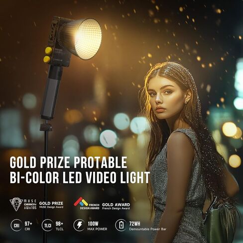 PHOTOOLEX 100W LED Video Light w 72WH Power Grip,Bi-Color Photography Light | CRI97+/TLCI98+/2700K-6500K/27000lux/m/15 Effects, for Professional Photo Studio, Vlogs, Podcasting & Streaming, Q100Lite in Saudi Arabia