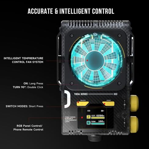 PHOTOOLEX 100W LED Video Light w 72WH Power Grip,Bi-Color Photography Light | CRI97+/TLCI98+/2700K-6500K/27000lux/m/15 Effects, for Professional Photo Studio, Vlogs, Podcasting & Streaming, Q100Lite in Saudi Arabia