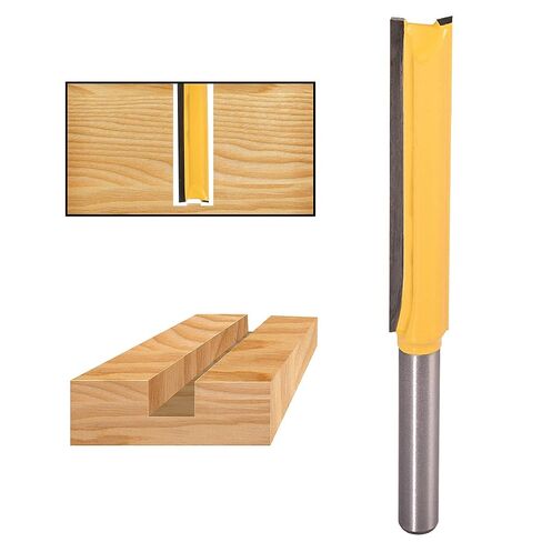 Straight Router Bit, 1/4 Inch Shank Long Double Flute Flush Trim Carbide Router Bits Milling Cutter for Plywood Wood Joinery - 1/4" Shank 3/8" Diameter 3" Height in Kuwait