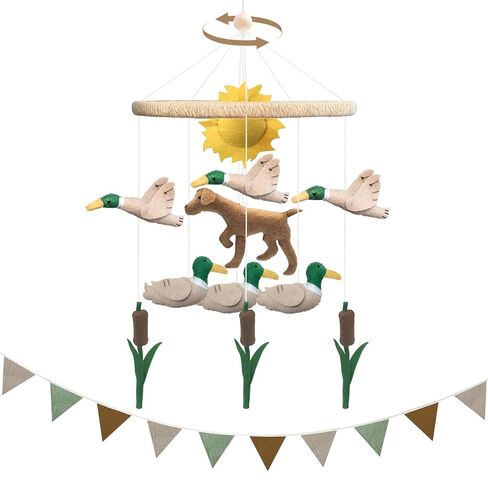 Baby Mobile for Crib Mallard Duck Baby Crib Mobile for Boys Girls | Handmade Felt Dog Nursery Decor Duck Hunting Decor Infant Toddler Room Hanging for Bassinet Gender Neutral Newborn Gift in Kuwait