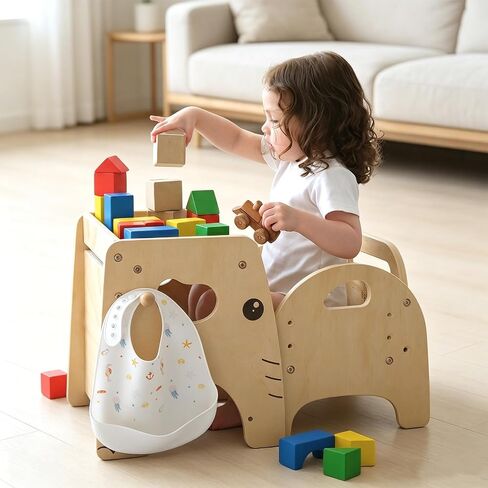 Lehoo Castle Montessori Weaning Table and Chair Set for Toddler Age 1-3 | Adjustable Height, Wooden Baby Activity Furniture, Self-Feeding, Drawing, Learning and Play in Saudi Arabia
