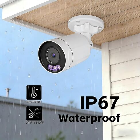 كاميرا رؤية ليلية ملونة عالية الدقة 4 ميجابكسل POE، 2.8 مم 108 درجة زاوية عرض واسعة كاميرا IP للأمان في الهواء الطلق IP66 Waterpfoof، شكوى NDAA in Kuwait