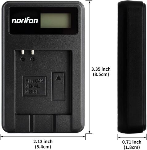 شاحن USB Norifon NB-4L LCD لكاميرا Canon PowerShot SD750 SD780 هو | متوافق مع Canon PowerShot SD1000، SD1100 IS SD1400 IS A2200 A3100 IS، IXY Digital 60، IXUS 220 HS in Kuwait