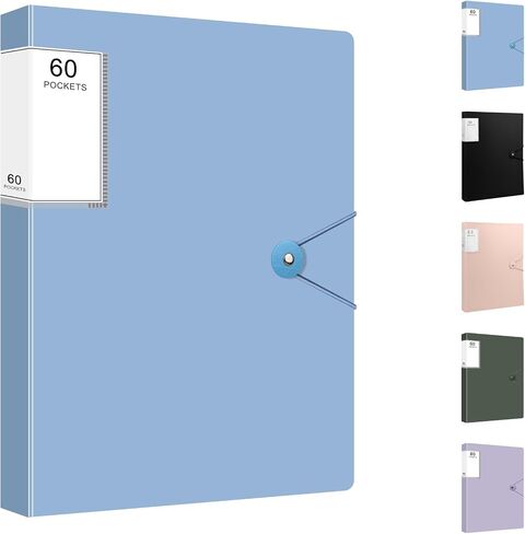 60 Pocket Binder with Plastic Sleeves, Art Portfolio Display Book 8.5x11 | Transparent Pages Protect Sketches, Prints, Certificates and Projects, Offering Clear Display and Organized Storage in Kuwait