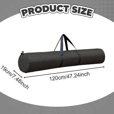 Almencla Tent Pole Bag Tripod Carrying Case Camping Storage Bag Canopy Pole Sundries Foldable Oxford Handbag with Zipper for Trekking Hiking Tent Support Rods, 19cm black in Saudi Arabia