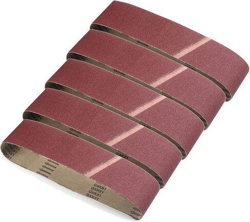 2 Inch x 27 Inch Sanding Belts, 60/80/120/240/320 Grits, Belt Sander Tool for Woodworking, Metal Polishing, 5 Pack Aluminum Oxide Sanding Belt in Saudi Arabia
