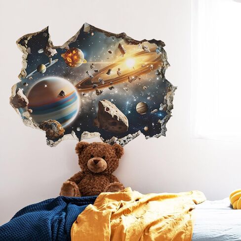 3D Blue Cosmic Galaxy Wall Decals Removable Magic 3D Milky Way Outer Space Planet Window Wall Stickers Murals Wallpaper Decor for Home Walls Floor Ceiling Boys Room Kids Bedroom in Saudi Arabia