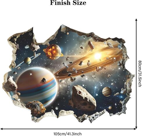 3D Blue Cosmic Galaxy Wall Decals Removable Magic 3D Milky Way Outer Space Planet Window Wall Stickers Murals Wallpaper Decor for Home Walls Floor Ceiling Boys Room Kids Bedroom in Saudi Arabia