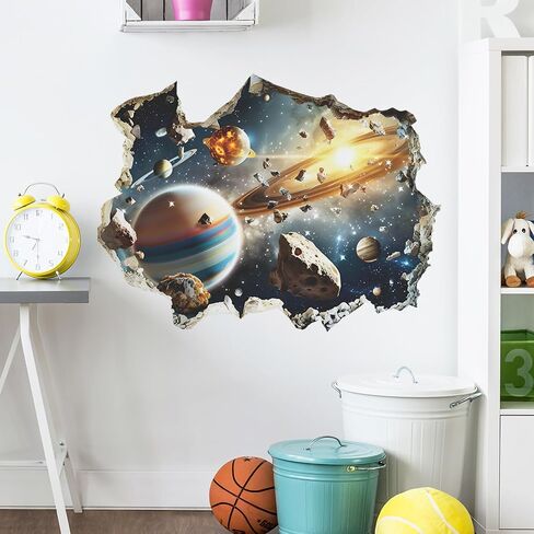 3D Blue Cosmic Galaxy Wall Decals Removable Magic 3D Milky Way Outer Space Planet Window Wall Stickers Murals Wallpaper Decor for Home Walls Floor Ceiling Boys Room Kids Bedroom in Saudi Arabia