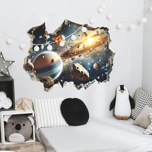 3D Blue Cosmic Galaxy Wall Decals Removable Magic 3D Milky Way Outer Space Planet Window Wall Stickers Murals Wallpaper Decor for Home Walls Floor Ceiling Boys Room Kids Bedroom in Saudi Arabia