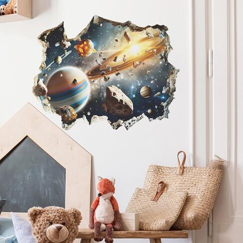 3D Blue Cosmic Galaxy Wall Decals Removable Magic 3D Milky Way Outer Space Planet Window Wall Stickers Murals Wallpaper Decor for Home Walls Floor Ceiling Boys Room Kids Bedroom in Saudi Arabia