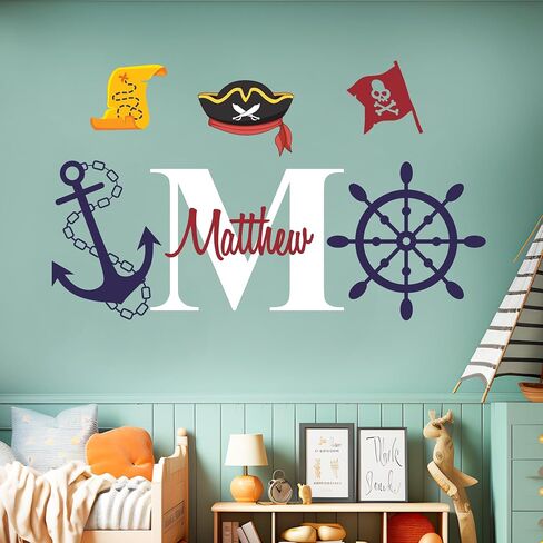 Multiple Font Personalized Name Anchor Wall Decor | Baby Boy Room | Nursery Decal | Nautical Anchor | Kids Decor | Multiple Size & Color Options in Kuwait
