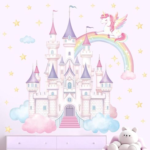 SHUCHING Princess Castle Wall Decal for Girl Room, Unicorn Wall Sticker | Wall Decor for Bedroom Nursery Playroom in Saudi Arabia