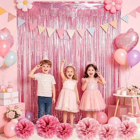 Axolotl Birthday Decorations - Colorful Birthday Banners Hanging Decorations Honeycomb Table Decorations Wave-Illuminated Metallic Pink Curtains Honeycomb Balls - Axolotl Party Decorations in Kuwait
