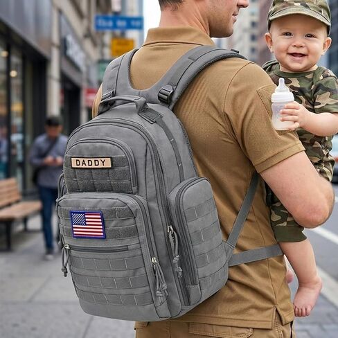 SHARKMOUTH Military Diaper Bag for Men: 100% Confident Carry for Dads | Tactical Masculine Style Dads Proud to Carry - Built Tough for Daily Parenting/Travel/Outdoor Adventures (Black) in Saudi Arabia