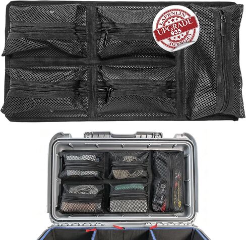 LAFENLIN Lid Organizer for Nanuk 935 Case, Hook & Loop (Screws Inc.) | DIY Divider System for Pelican / Nanuk Case, Customizable Organizer with U-clips & Red Pull Tabs - CASE Not Included in Saudi Arabia