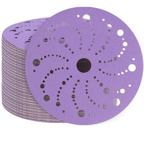 36 Pack 6 Inch Purple Ceramic Sanding Discs Multi-Hole Hook & Loop 40 Grit | Premium Dust-Free Sandpaper For Orbital Sanders Perfect Surface Prep And Finishing For Auto Body, Bare Metal, Wood in Saudi Arabia