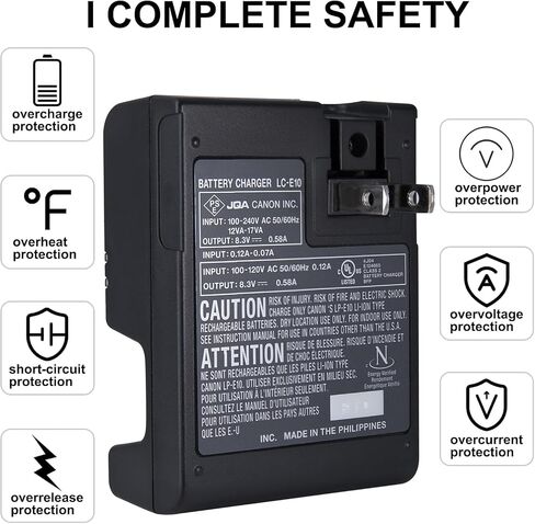 LP-E10 LC-E10C Quick Wall Battery Charger Compatible for Canon EOS Rebel T7 T100 T6 T5 T3, EOS 2000D 3000D 4000D 1300D 1200D 1100D 4000D DSLR Digital Cameras & More(NOT for T3i T5i T6i T6s T7i) in Kuwait