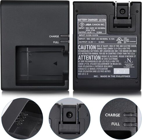 LP-E10 LC-E10C Quick Wall Battery Charger Compatible for Canon EOS Rebel T7 T100 T6 T5 T3, EOS 2000D 3000D 4000D 1300D 1200D 1100D 4000D DSLR Digital Cameras & More(NOT for T3i T5i T6i T6s T7i) in Kuwait