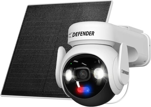 كاميرا مراقبة البطارية اللاسلكية Defender AI 4K Guard فائقة الشحن AOV، تسجيل 24/7، 360 درجة PTZ، تتبع AI، الإعداد في 5 دقائق، بطارية 10,000 مللي أمبير، لوحة شمسية 5 وات، تطبيق Guard (حزمة واحدة) in Kuwait