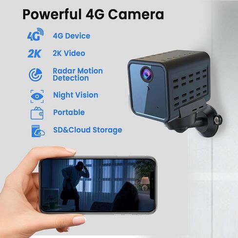 javiscam 4G No WiFi Security Camera, Cellular Security Camera, SIM Inserted, 2K QHD Indoor Camera, Radar Motion, 20-Day Standby Time, Indoor/Car/Trail Use, Portable & Reliable Security Solution in Saudi Arabia