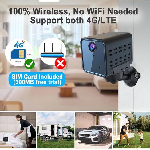 javiscam 4G No WiFi Security Camera, Cellular Security Camera, SIM Inserted, 2K QHD Indoor Camera, Radar Motion, 20-Day Standby Time, Indoor/Car/Trail Use, Portable & Reliable Security Solution in Saudi Arabia